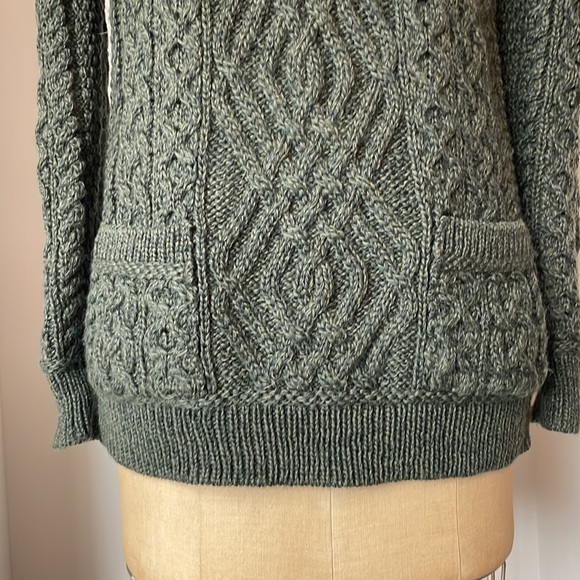 Inis Craft 100% Merino Wool Crew Neck Tunic Sweater in Dark Green Size M - Picture 4 of 9